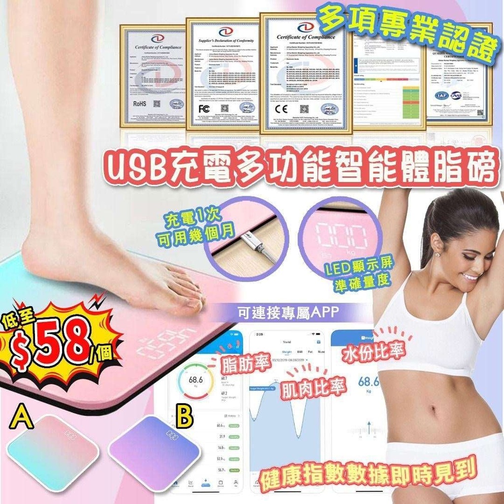 USB充電多功能智能體脂磅